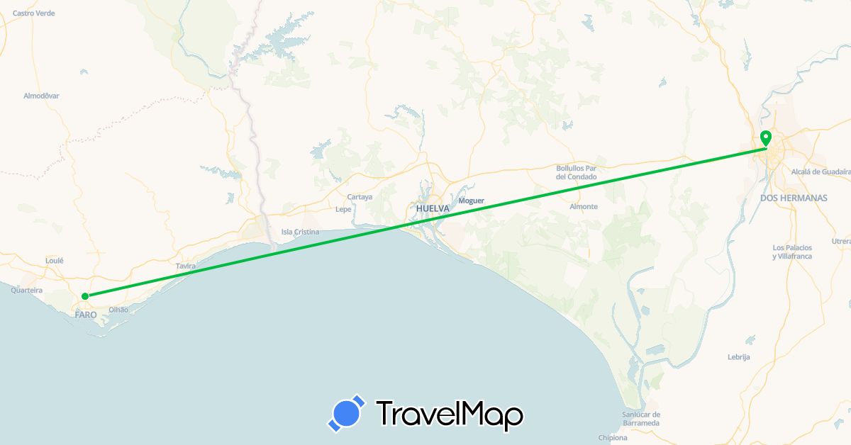 TravelMap itinerary: bus, plane in Spain, Portugal (Europe)
